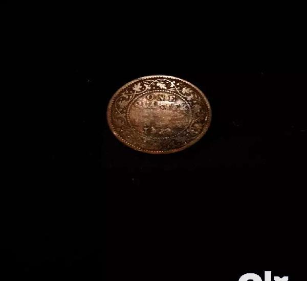 1918 George Vi King Emperor One Quarter Anna copper.